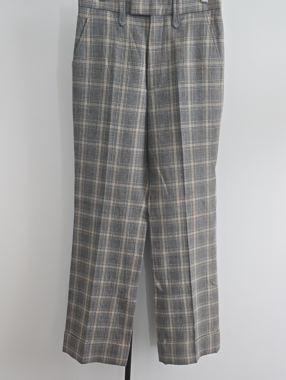 Gucci Plaid Straight-Leg Trousers in Gray and Cream